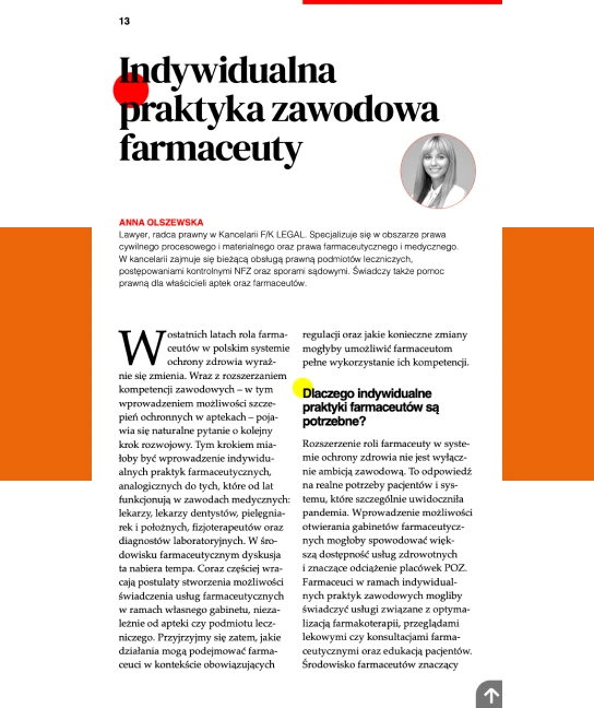 Farmaceuta we własnym gabinecie
