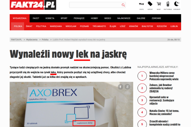 Lek czy suplement? Przypadkowa pomyłka czy celowe wprowadzanie w błąd? (fot. facebook.com/nieetycznareklamalekow)