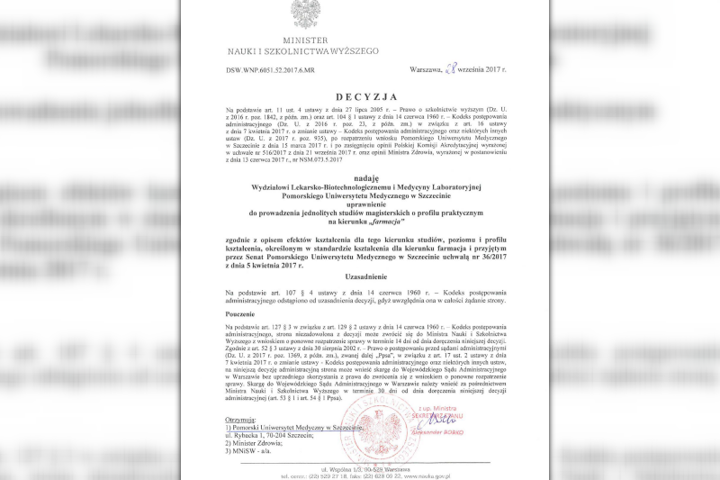 Pierwsze zajęcia na studiach farmaceutycznych PUM rozpoczną się w przyszłym roku. (fot. PUM)