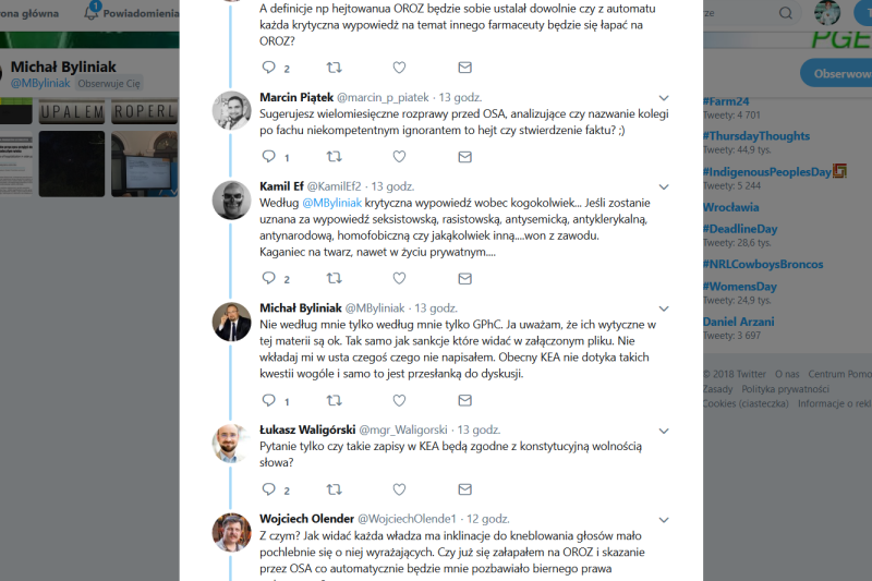 Dyskusja o standardach etycznych farmaceutów nadal trwa na Twitterze (fot. Twitter)