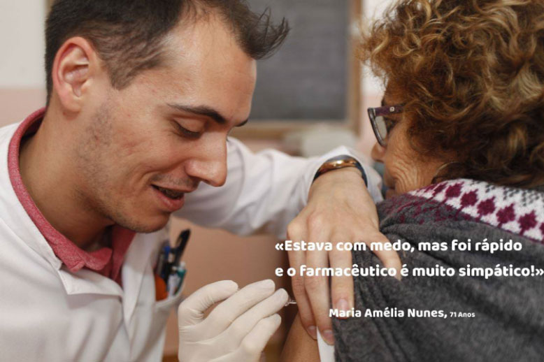 Plakat promujące szczepienia przeciwko grypie w portugalskich aptekach (fot. vaccinestoday.eu)