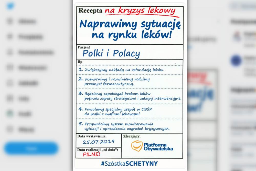 Wczoraj politycy Platformy Obywatelskiej zaprezentowali swoją "receptę na kryzys lekowy" (fot. Twitter)