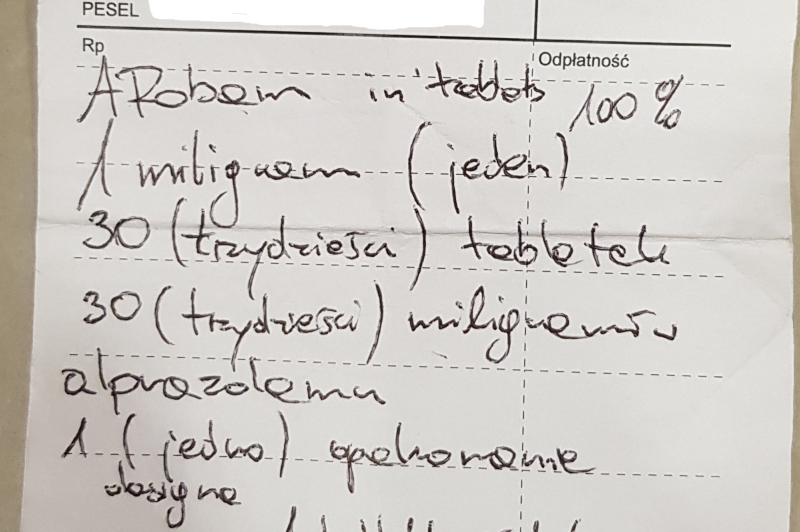 Wojewódzki Inspektorat Farmaceutyczny w Warszawie udostępnia zdjęcia fałszywych recept (fot. bip.wif.waw.pl)