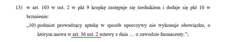 Zapis penalizujący niezapewnienie farmaceucie niezależności (projekt UoZF 16 stycznia 2020 r.) Zapis penalizujący niezapewnienie farmaceucie niezależności (projekt UoZF 16 stycznia 2020 r.)