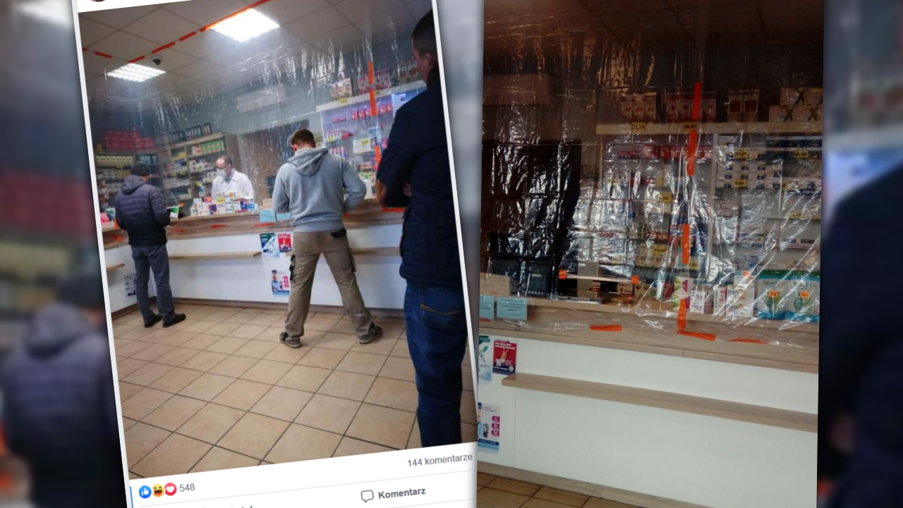 Część pracowników aptek deklaruje, że domaga się od swoich pracodawców instalacji szyb (fot. Facebook/Farmaceutyczny suchar na dzisiaj)