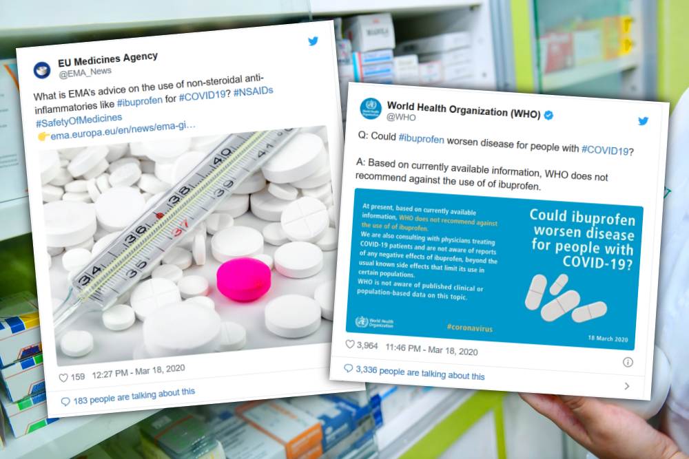 Aktualnie WHO nie widzi przeszkód w stosowaniu ibuprofenu w leczeniu COVID-19 (fot. Shutterstock/Twitter)