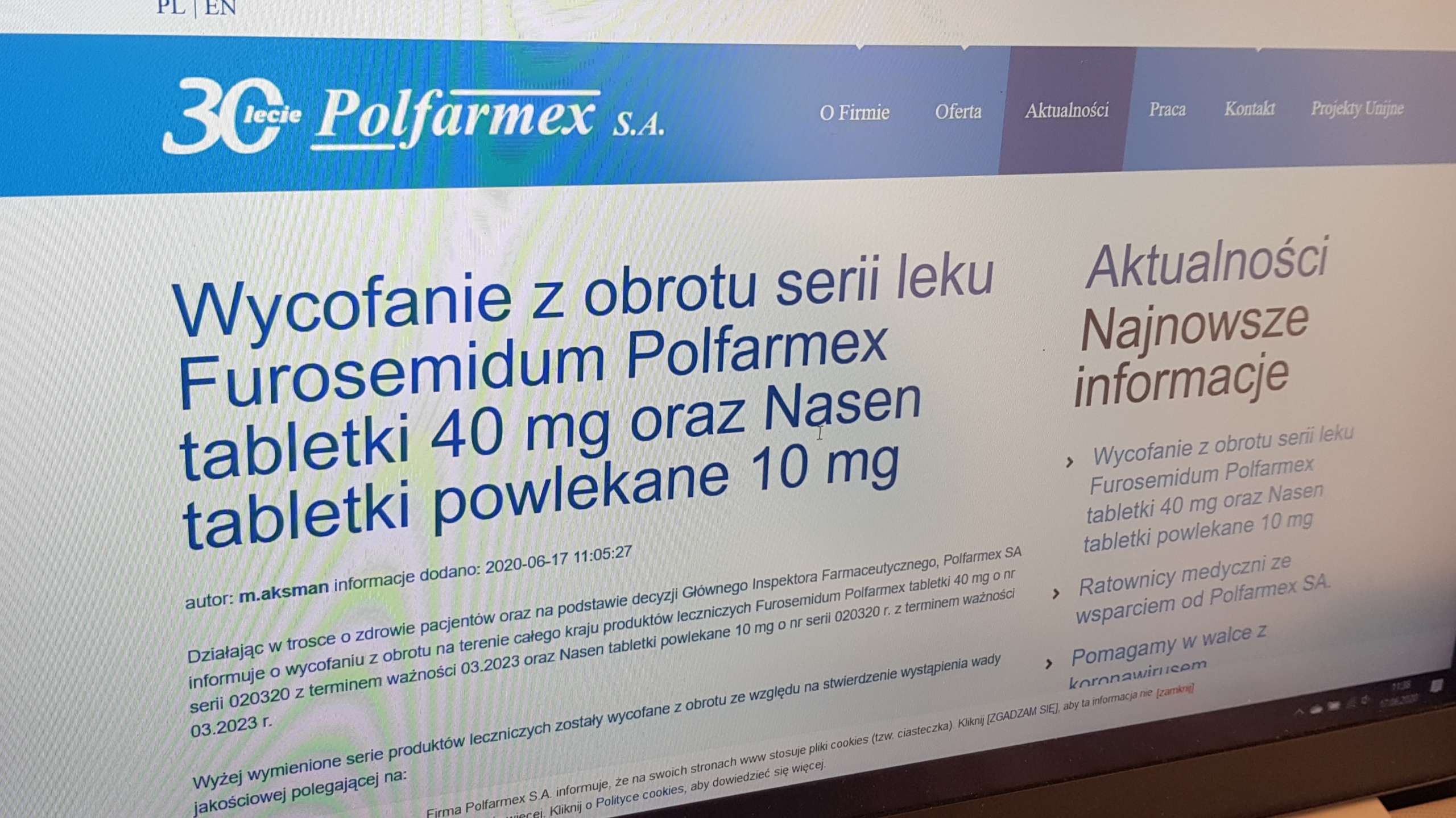 Producent prosi o ich zwrot leków do apteki, w której zostały zakupione (Fot. MGR.FARM)
