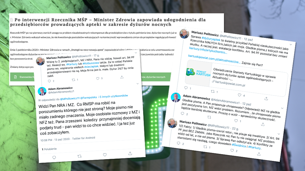 Rzecznik MŚP uważa, że to po jego piśmie sprzed roku Ministerstwo Zdrowia podjęła działania w sprawie dyżurów aptek (fot. Twitter)