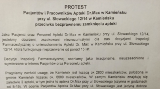 Spór o aptekę w Kamieńsku. Głos zabiera WIF, ZPA PharmaNET i pracownicy…