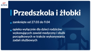 Żłobki i przedszkola zamknięte, z wyjątkiem dzieci medyków i służb