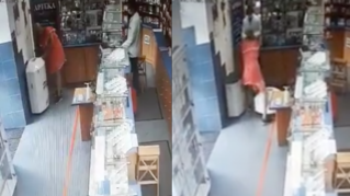 VIDEO: mężczyzna w różowej sukience próbował ukraść leki z apteki
