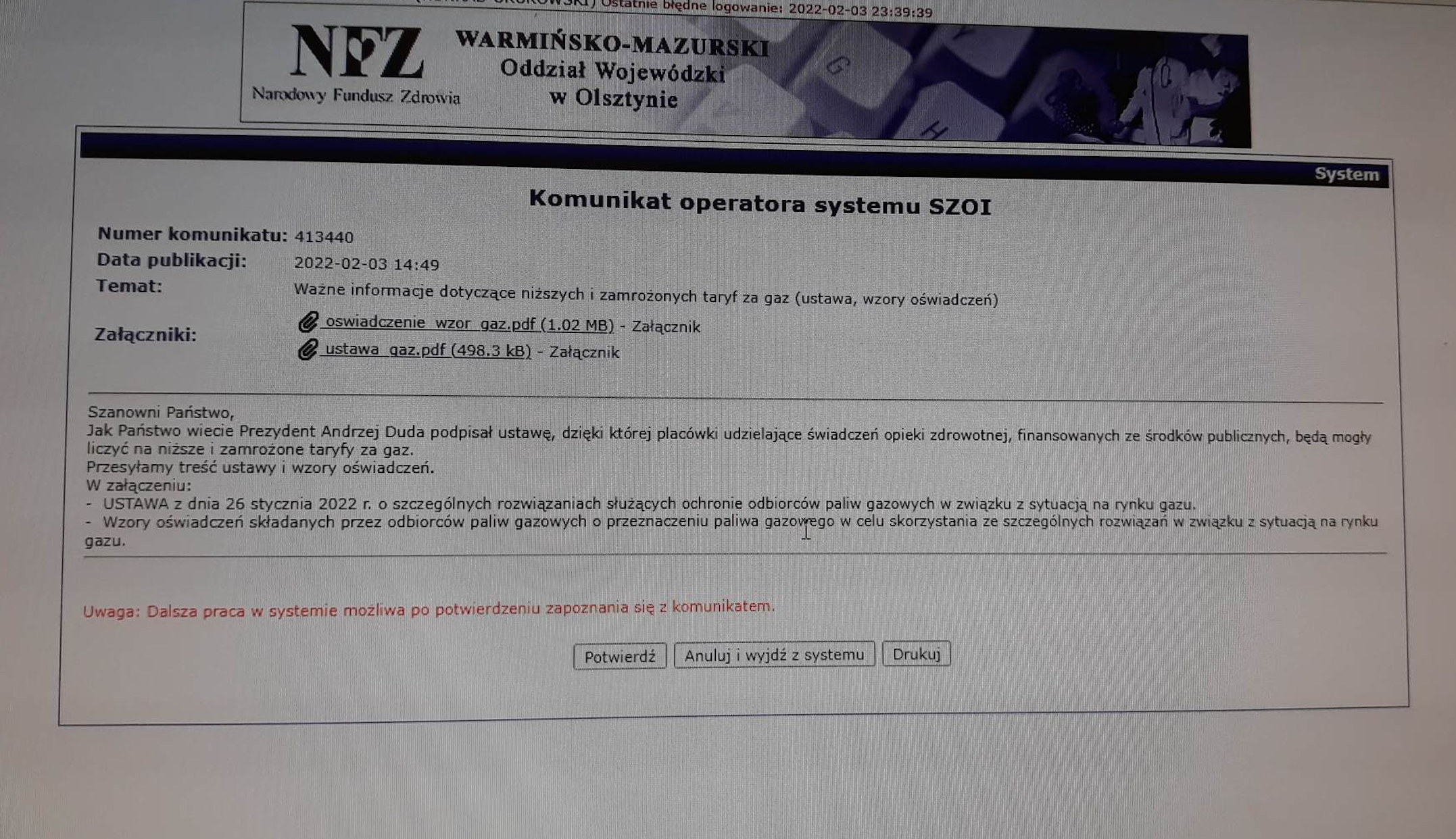 Komunikat w tej sprawie Warmińsko-Mazurski OW NFZ skierował do aptek przez portal SZOI (fot. MGR.FARM)