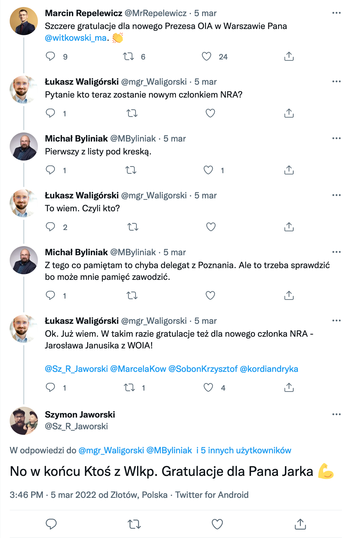 "Pierwszy z listy pod kreską" - napisał Michał Byliniak.