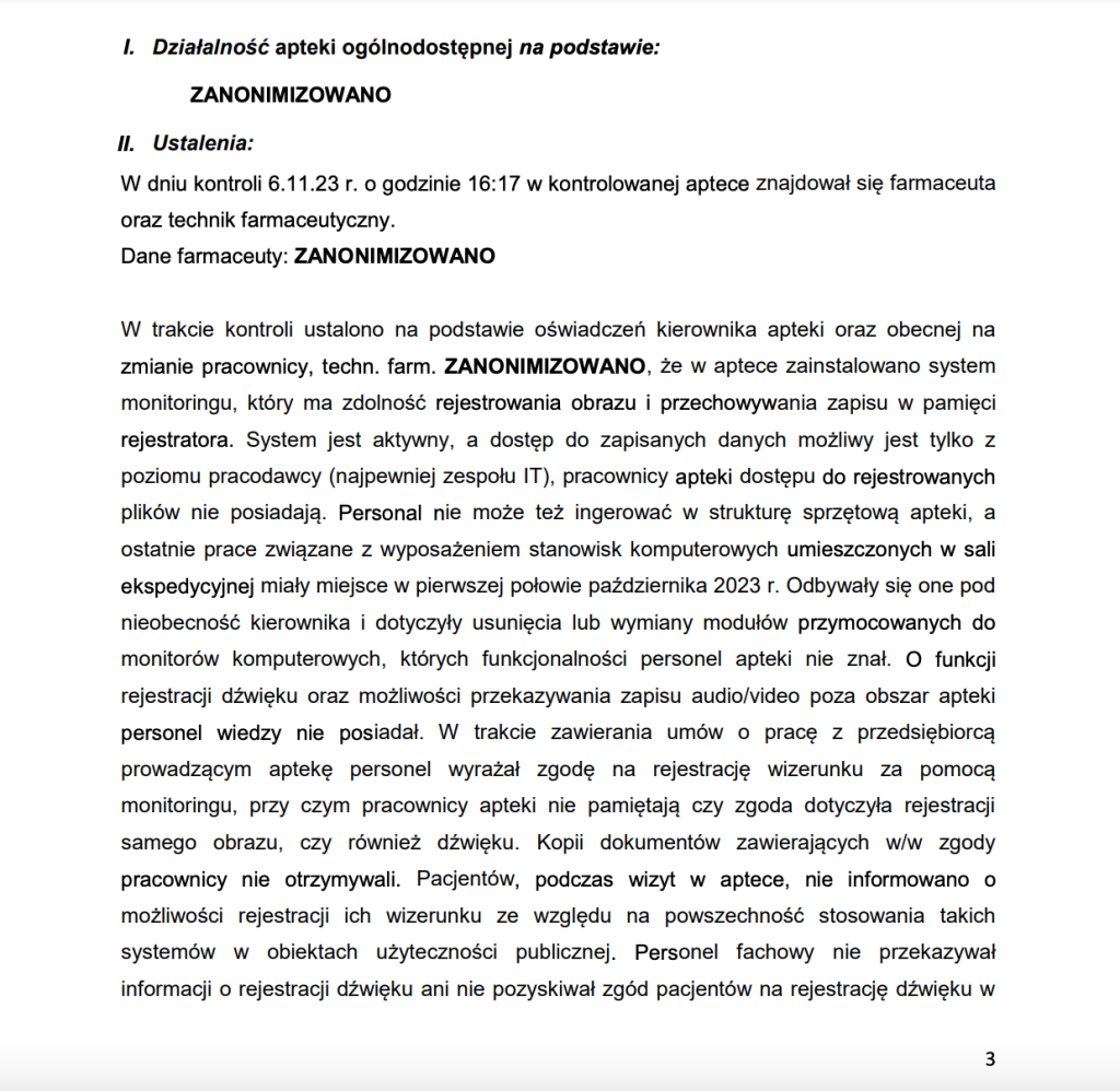 Fragment protokołu kontroli Lubuskiego WIF