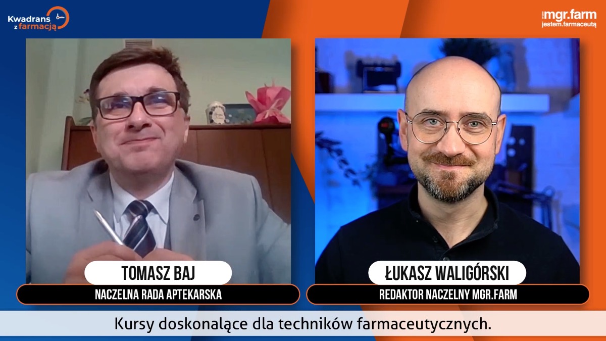 Rozmowa na temat kursów doskonalących dla techników farmaceutycznych w programie kwadrans z farmacją