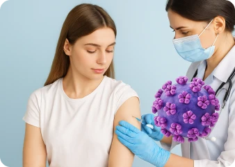 Lekarka pokazująca model wirusa HPV